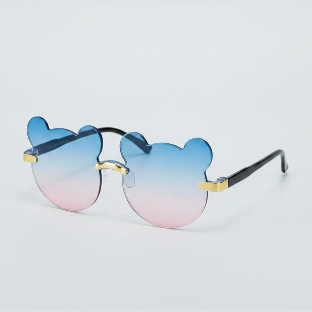 Bear Shaped Rimless Sunglasses - Blue & Pink – eyewear (view 1)