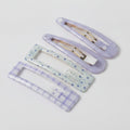 Le Ting Printed Snap Hair Clip Set - Blue Stripe & Pear – hair accessories (view 1)