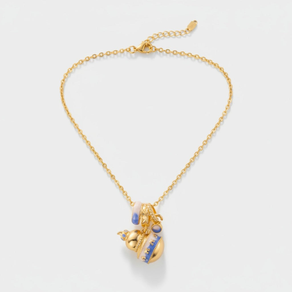 Gold Charm Necklace with Blue Accents – jewelry (view 1)