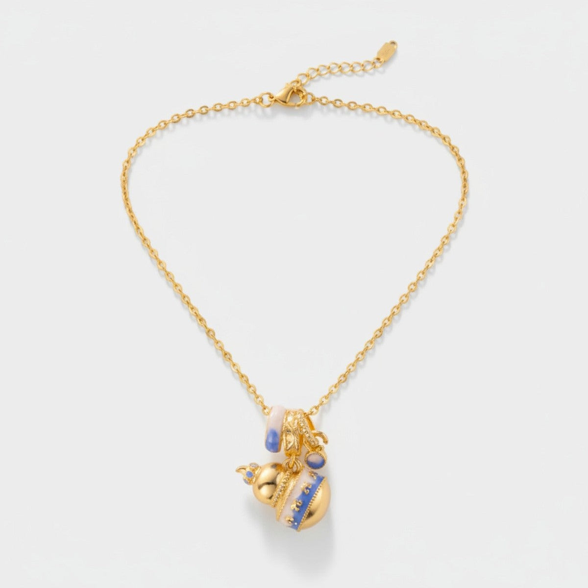 Gold Charm Necklace with Blue Accents – jewelry (view 1)