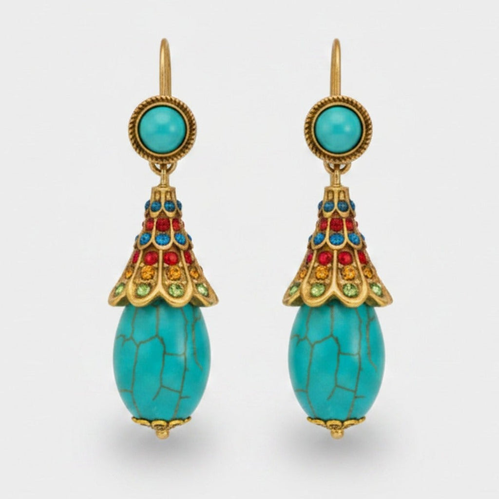 Turquoise Drop Statement Earrings Turquoise