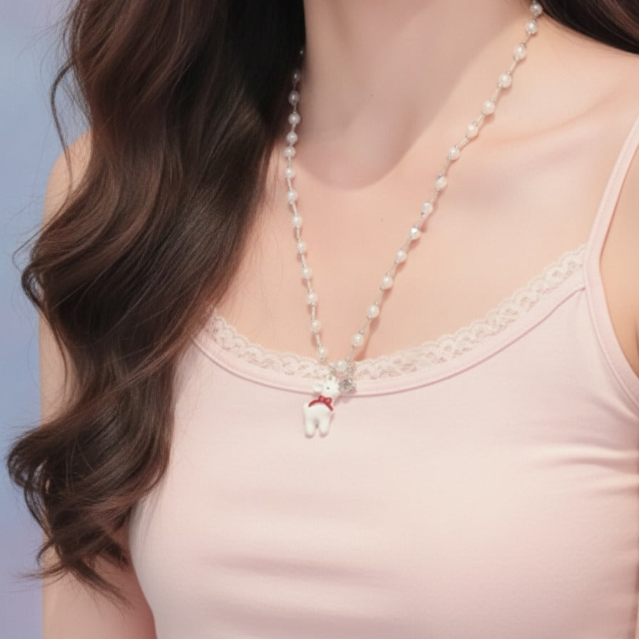 Pearl Charm Necklace - Cream Pearl