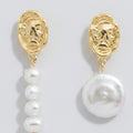Baroque Pearl Statement Dangles - Gold Coin