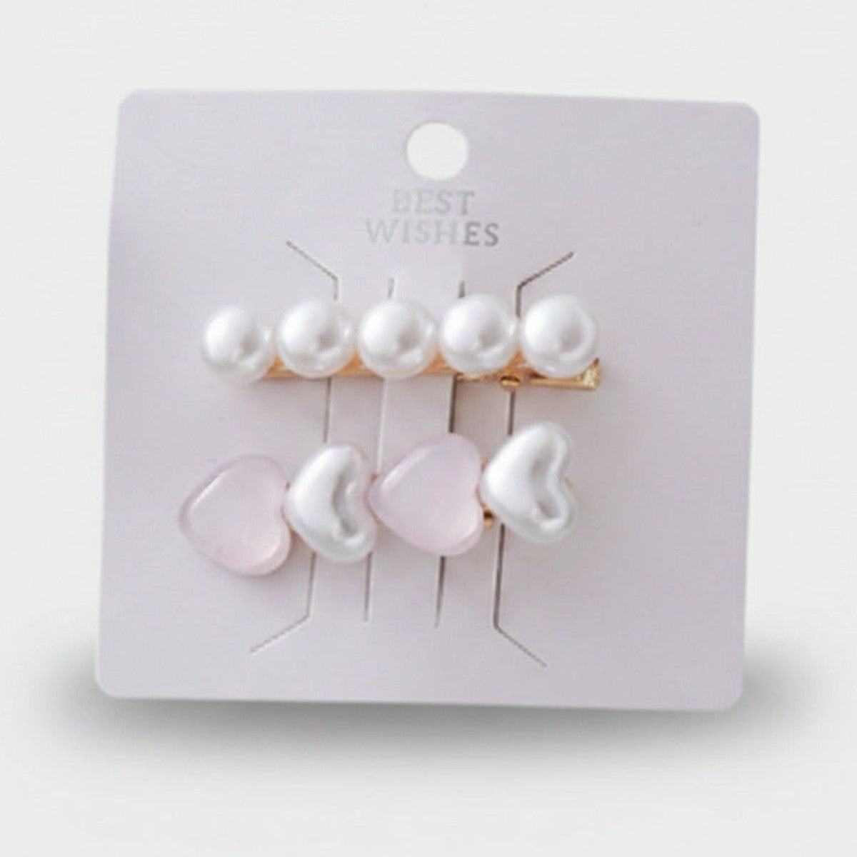 Pearl Heart Hair Clips Set Gold – hair accessories (view 1)