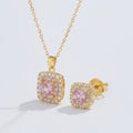 Square Crystal Pendant Necklace - Gold