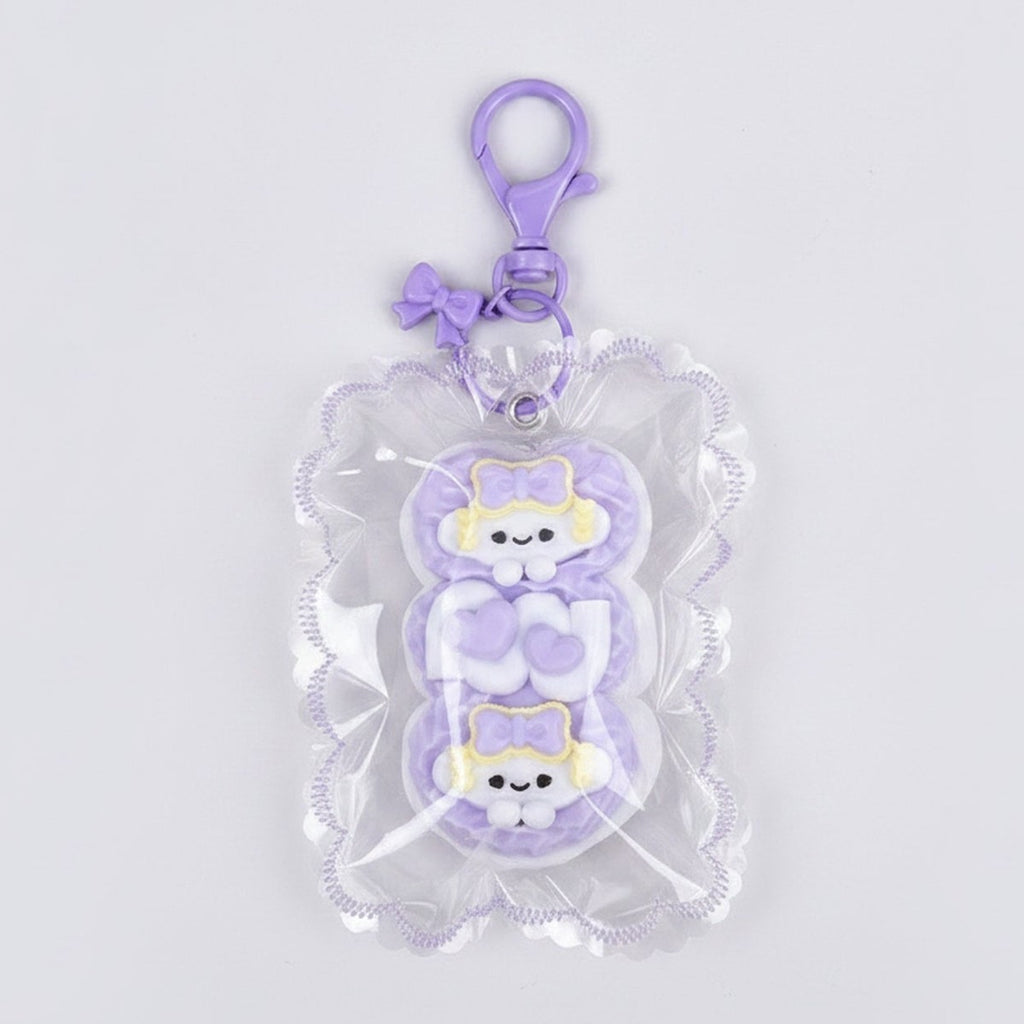 Paw Print Bone Squishy Keychain - Purple