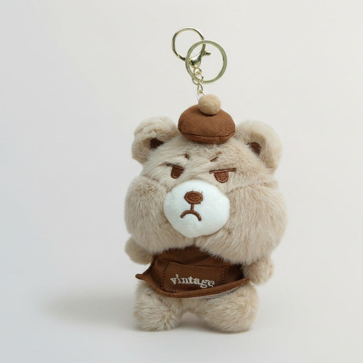 Vintage Grumpy Bear Plush Keychain – apparel accessories (view 1)
