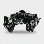Black Floral Fabric Hair Claw Clip – hair accessories (view 1)