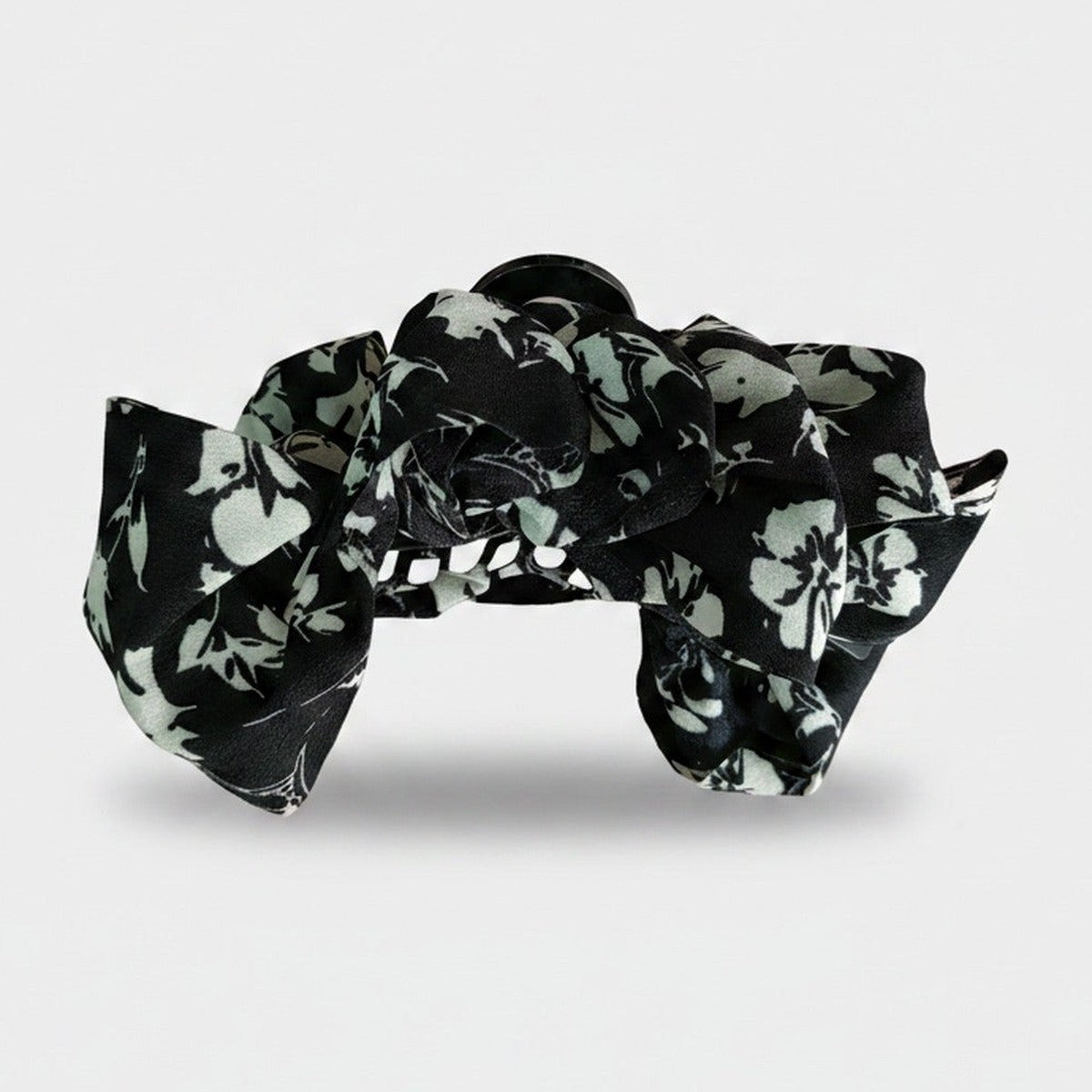 Black Floral Fabric Hair Claw Clip – hair accessories (view 1)