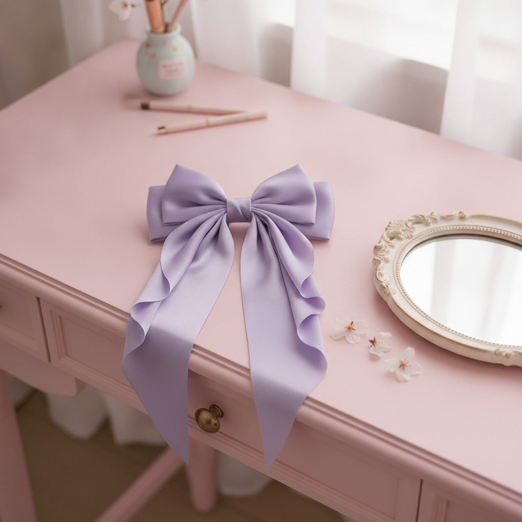 Leopard Bow Hair Claw - Purple