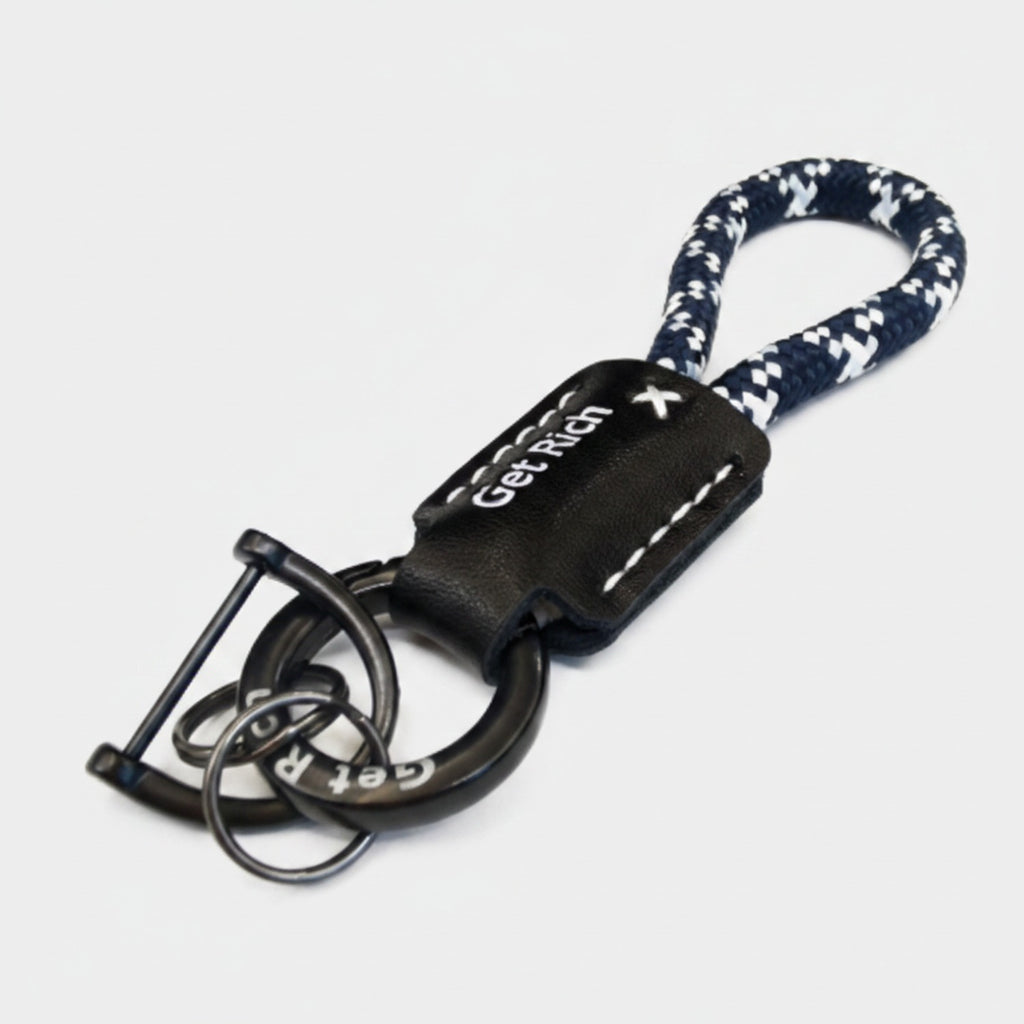 Get Rich Braided Rope Keychain Navy Rope