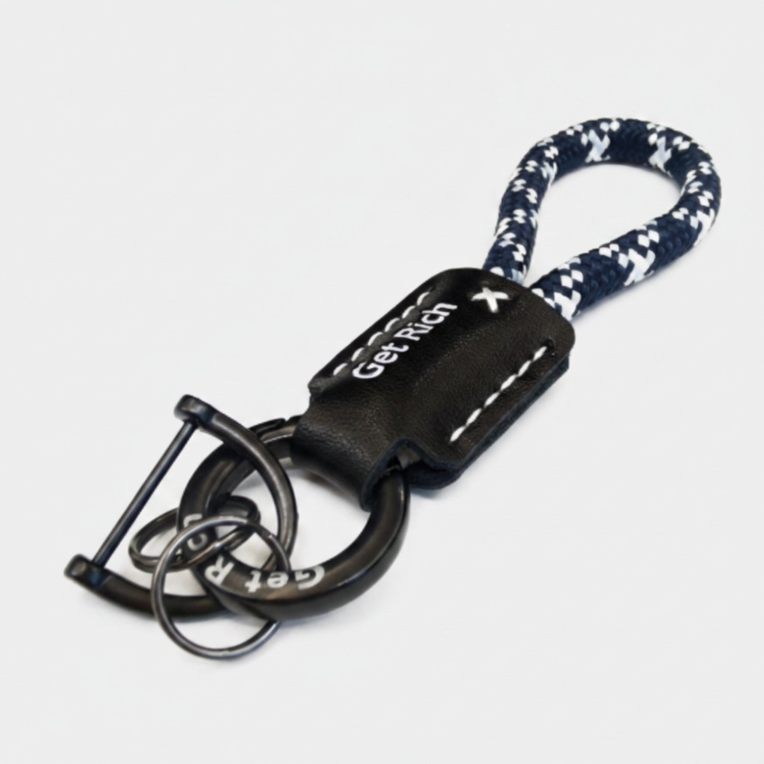 Get Rich Braided Rope Keychain Navy Rope