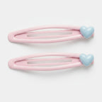 Pink Heart Charm Snap Hair Clips Duo – hair accessories (view 1)