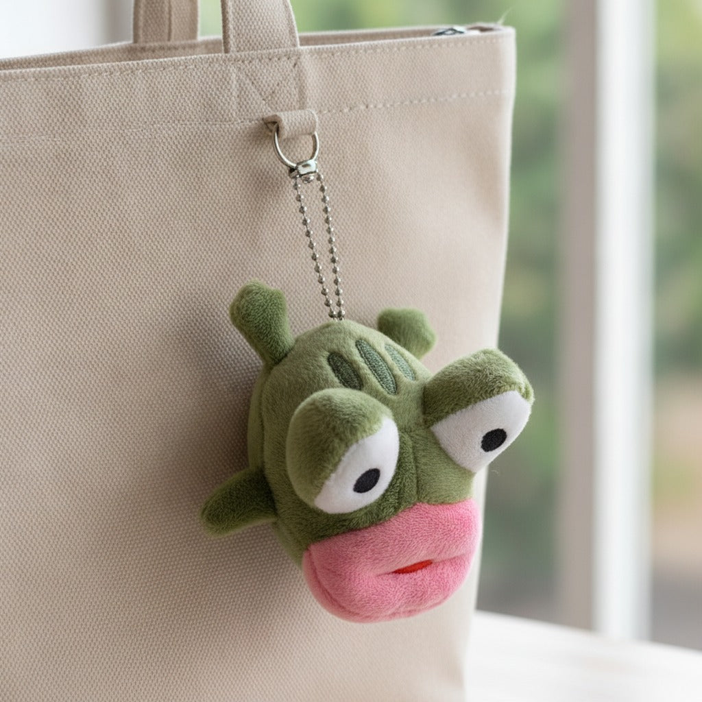 Fuzzy Frog Keychain - Green