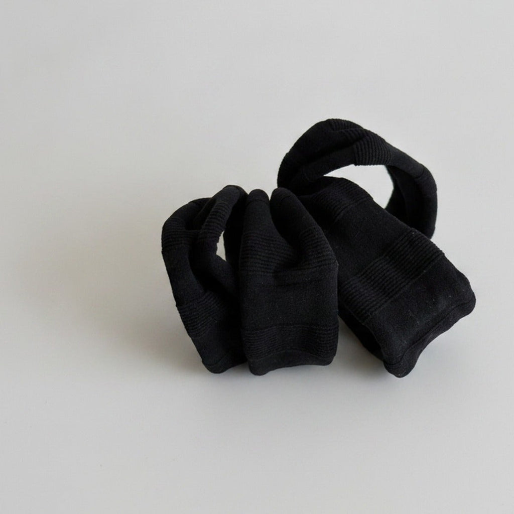 Black Ribbed Knit Hair Tie Set – hair accessories (view 1)