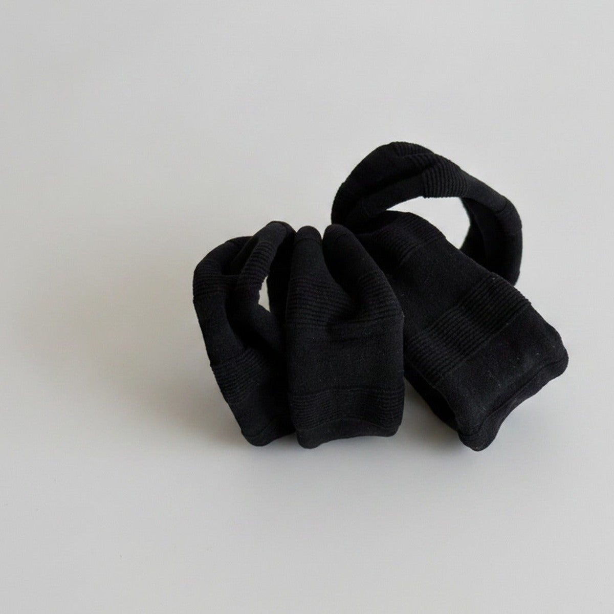 Black Ribbed Knit Hair Tie Set – hair accessories (view 1)