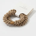 Beige Rope Scrunchie With Wood Bead Detail – hair accessories (view 1)