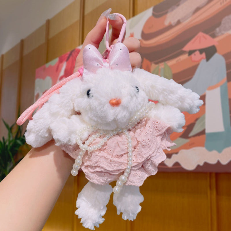 Dress Up Bunny Plush Keychain Cute Bag Charm Gift Toy - Pink 2