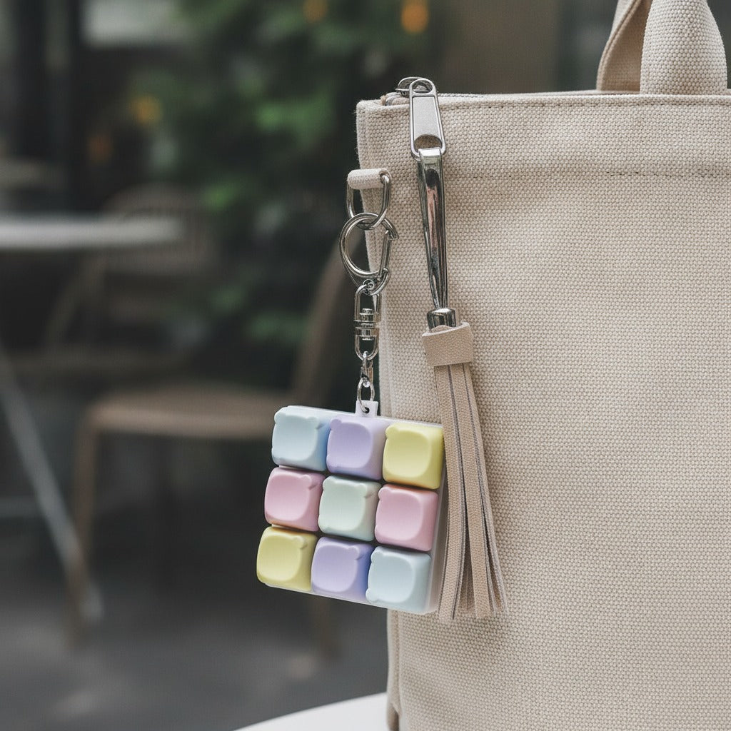 Mini Keyboard Keycap Keychain - Rainbow Mix