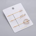 Pearl And Rhinestone Gold Hair Clips Set – hair accessories (view 1)