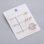 Pearl And Rhinestone Gold Hair Clips Set – hair accessories (view 1)