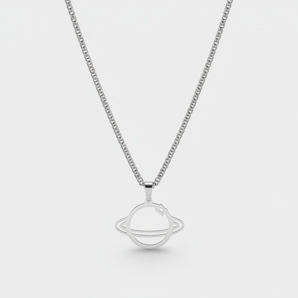 Silver Planet Pendant Chain Necklace – jewelry (view 1)