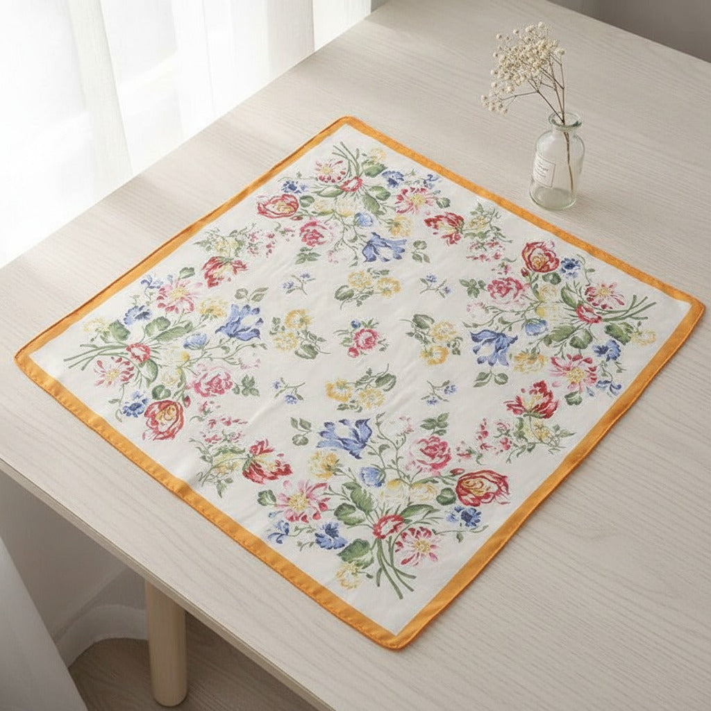 Vintage Floral Square Scarf - Purple Border Alt