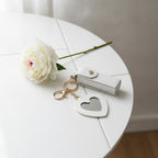 Heart Cutout Leather Keychain - White