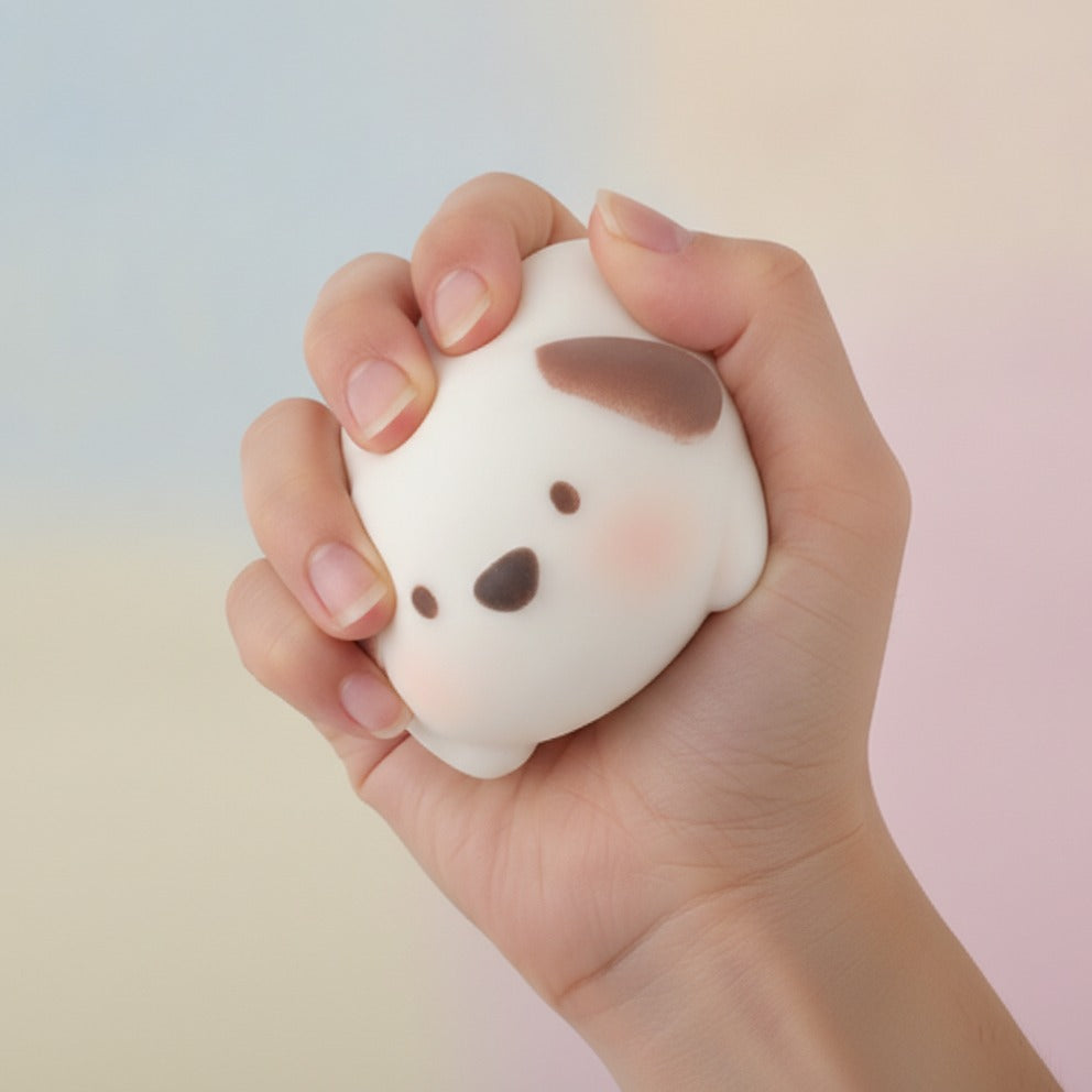 Cute Brown Ear Puppy Squishy Plush Toy - squeeze in hand