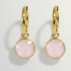 Gold Hoop Earrings With Stone Pendants – jewelry (view 1)