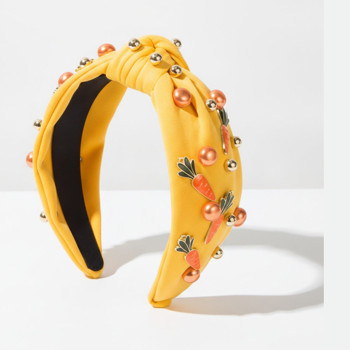 Carrot Beaded Padded Headband - Yellow – hair accessories (view 1)