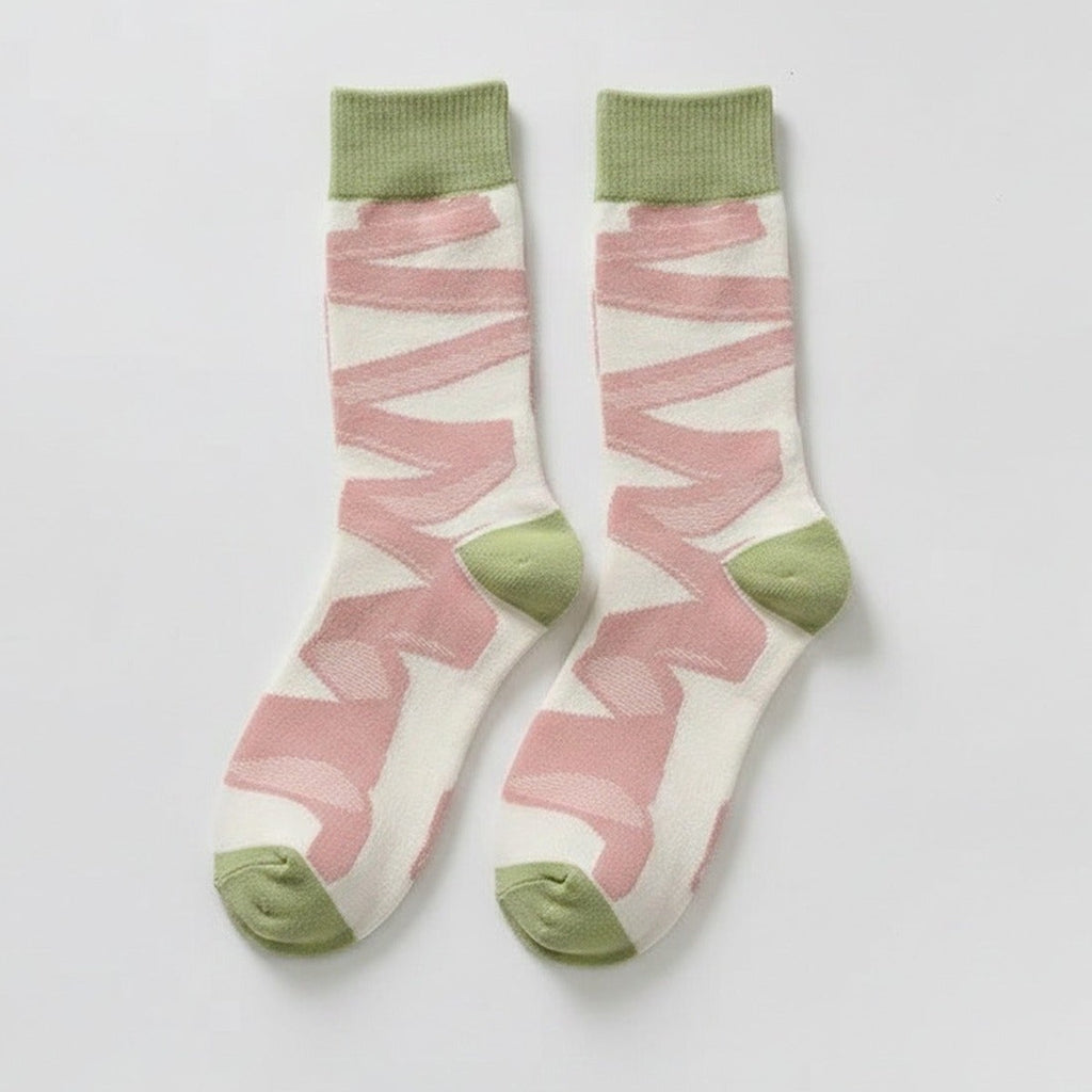 White Ribbon Patterned Crew Socks – apparel accessories (view 1)