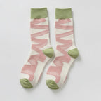 White Ribbon Patterned Crew Socks – apparel accessories (view 1)