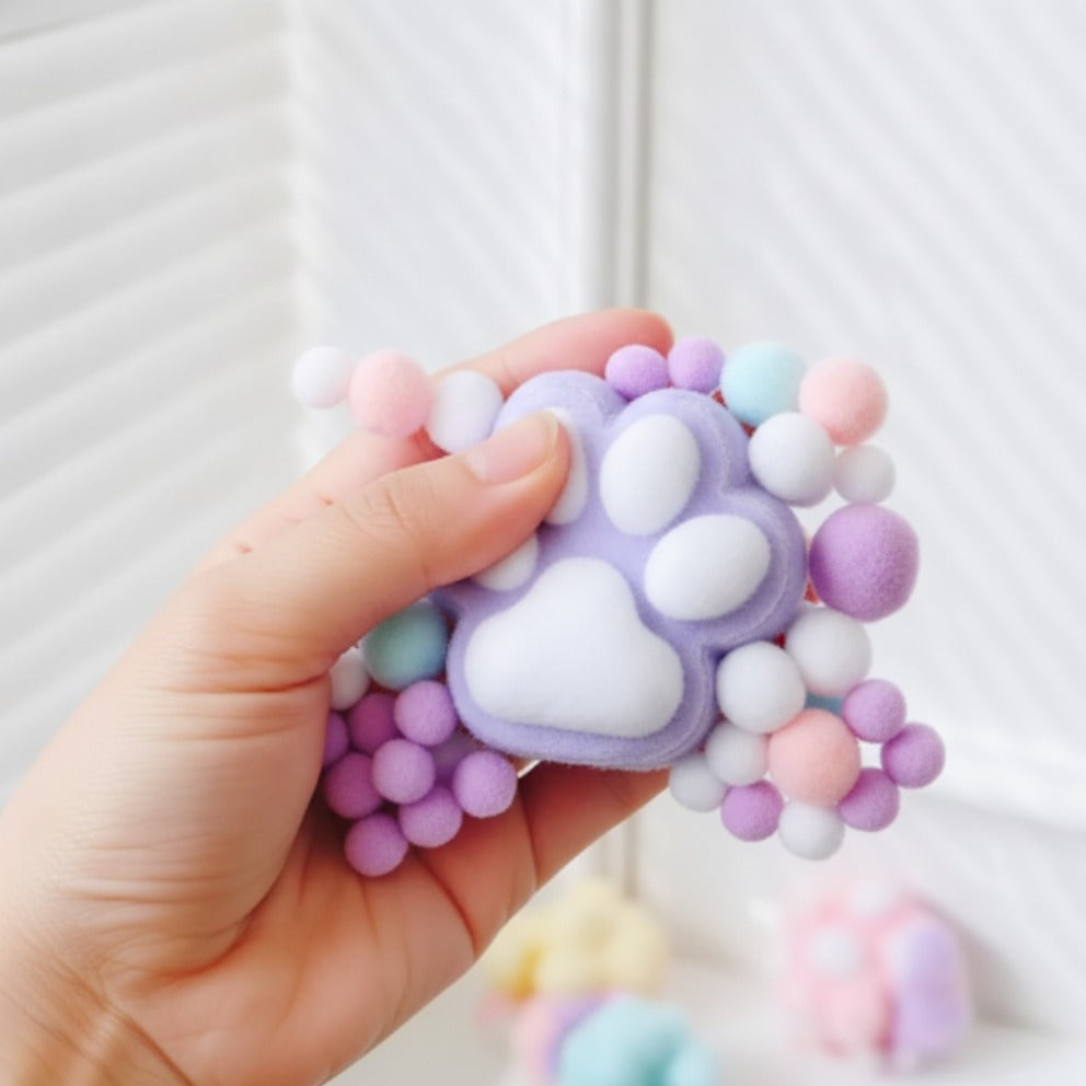 Kawaii Monster Onigiri Rice Ball Toy - Purple - squeeze in hand