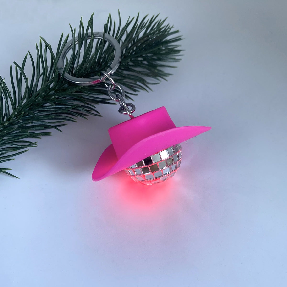 Shaking glowing mirror ball keychain