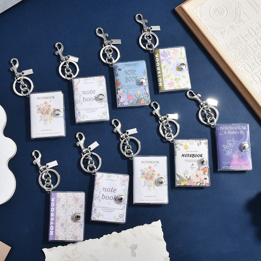 Mini Floral Notebook Keychain Waterproof Charm Gift - Type 4