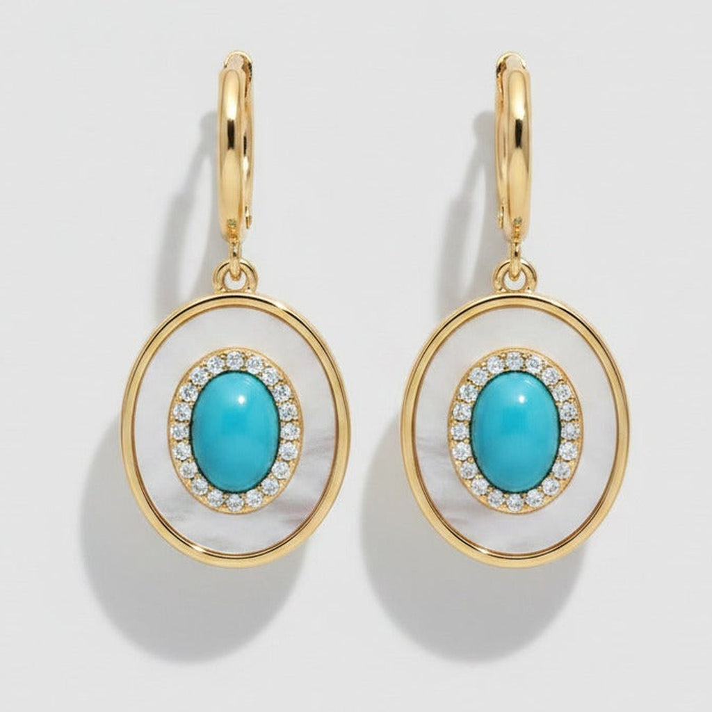 Pearl Drop Earrings - Turquoise Huggie – jewelry (view 1)