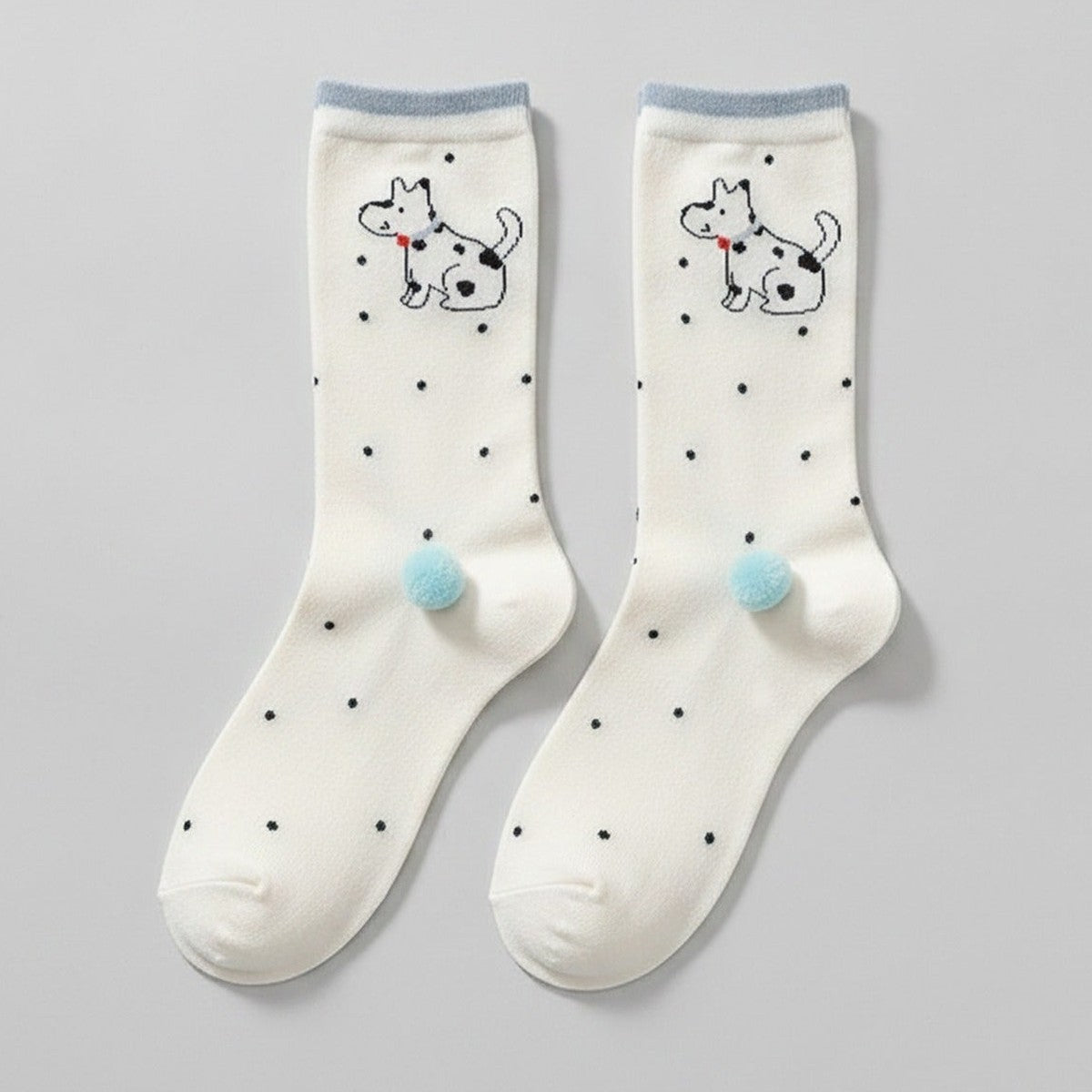 White Polka Dot Puppy Crew Socks – apparel accessories (view 1)