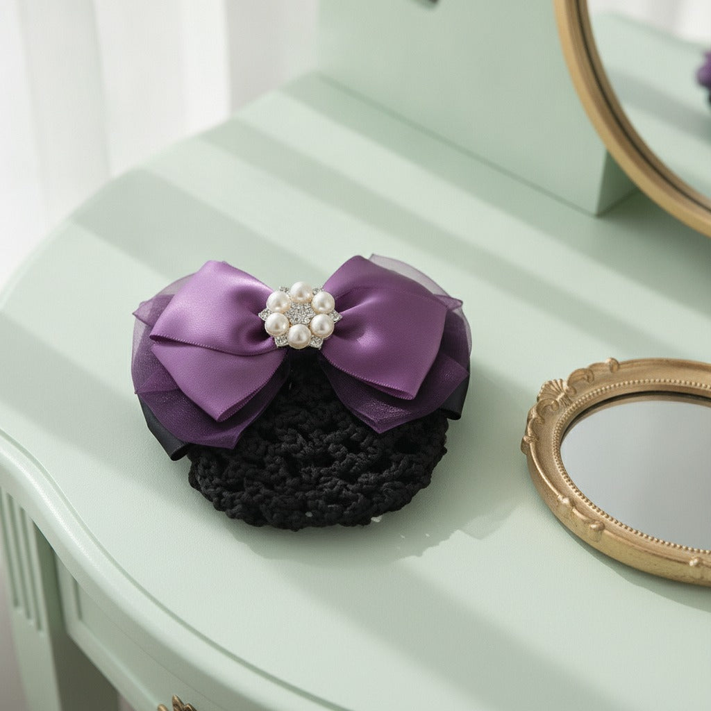 Oversized Bow Hair Claw - Pearl Purple
