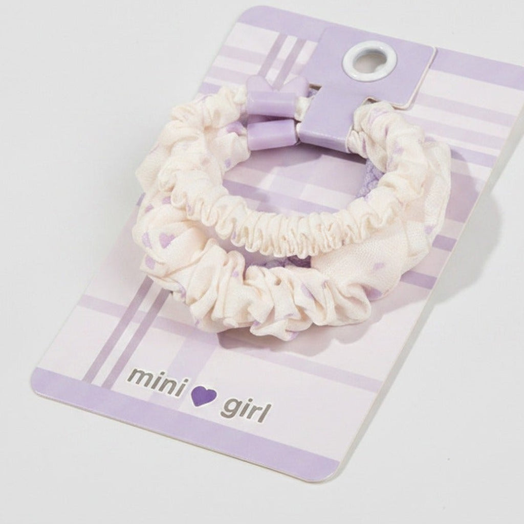 Cream Ruched Hair Scrunchie With Purple Clip – hair accessories (view 1)