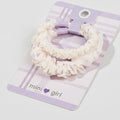 Cream Ruched Hair Scrunchie With Purple Clip – hair accessories (view 1)