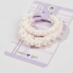 Cream Ruched Hair Scrunchie With Purple Clip – hair accessories (view 1)