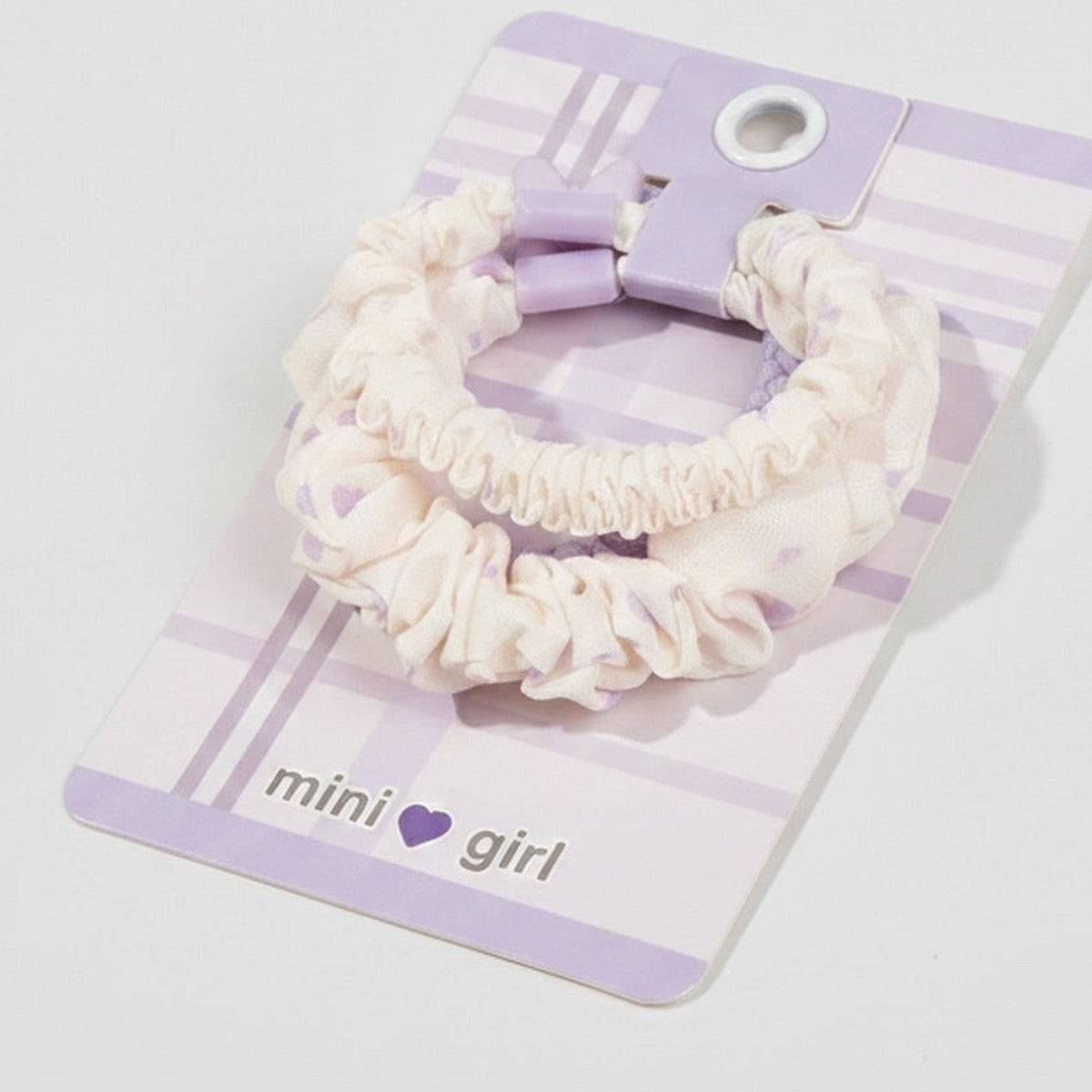 Cream Ruched Hair Scrunchie With Purple Clip – hair accessories (view 1)
