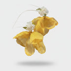 Yellow Flower Pearl Beaded Statement Earrings – jewelry (view 1)