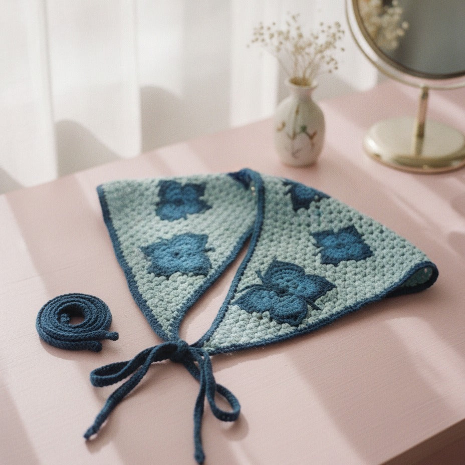 Embroidered Floral Mini Bonnet Headwrap - Type V