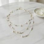 Layered Pearl & Star Necklace - Gold
