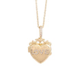 Gold Plated Heart Photo Locket Rhinestone Necklace