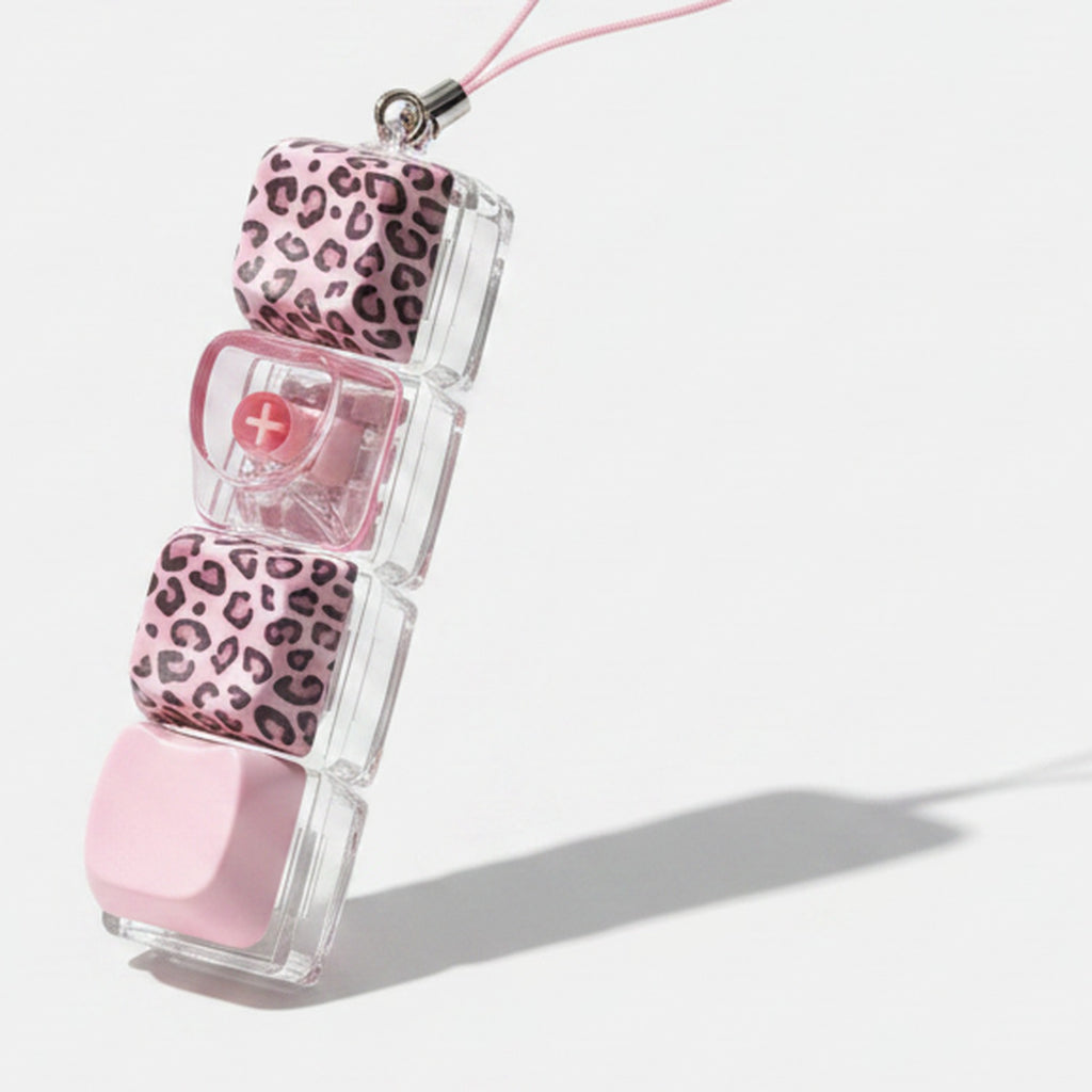 Leopard Print Nail Polish Keychain - Pink Leopard