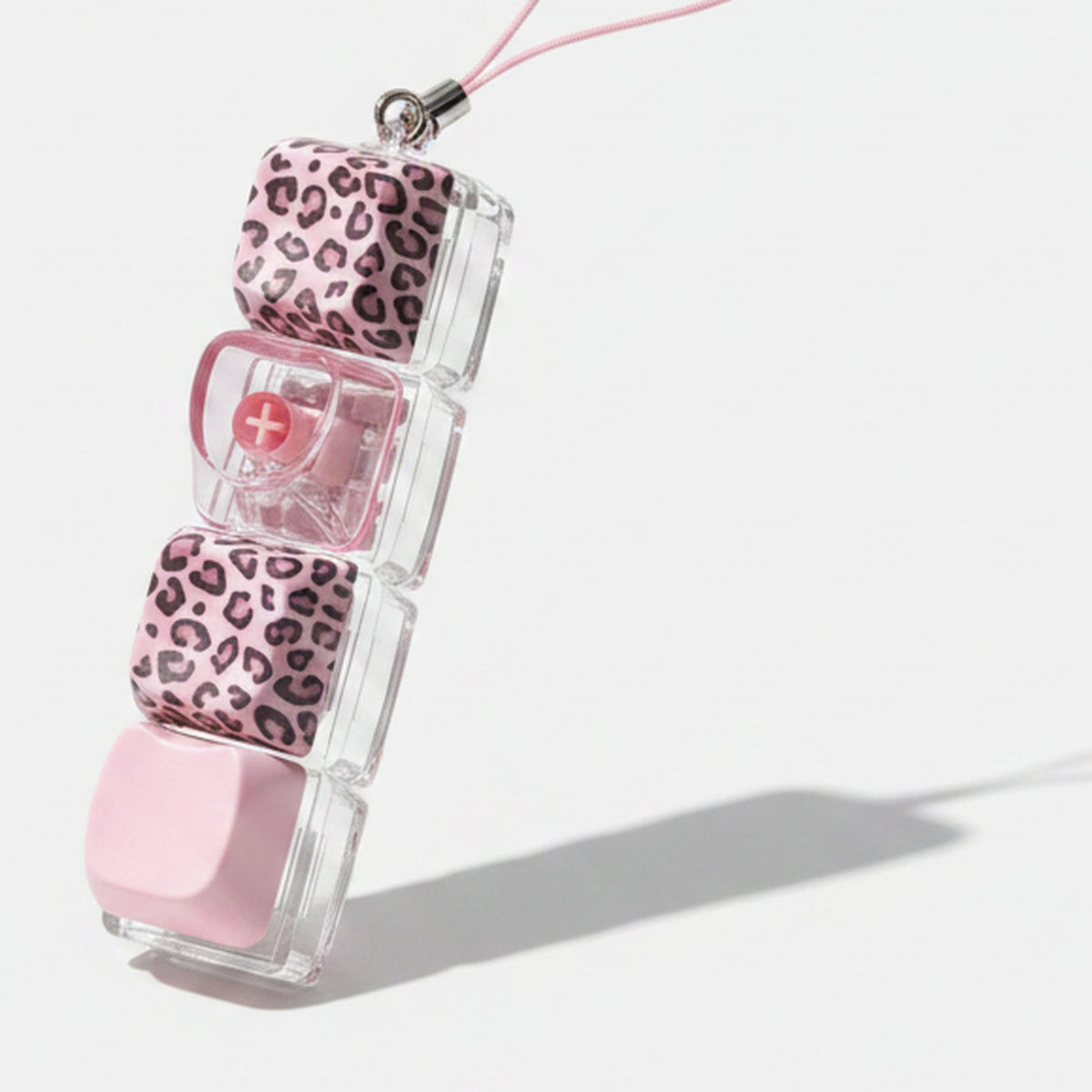 Leopard Print Nail Polish Keychain - Pink Leopard