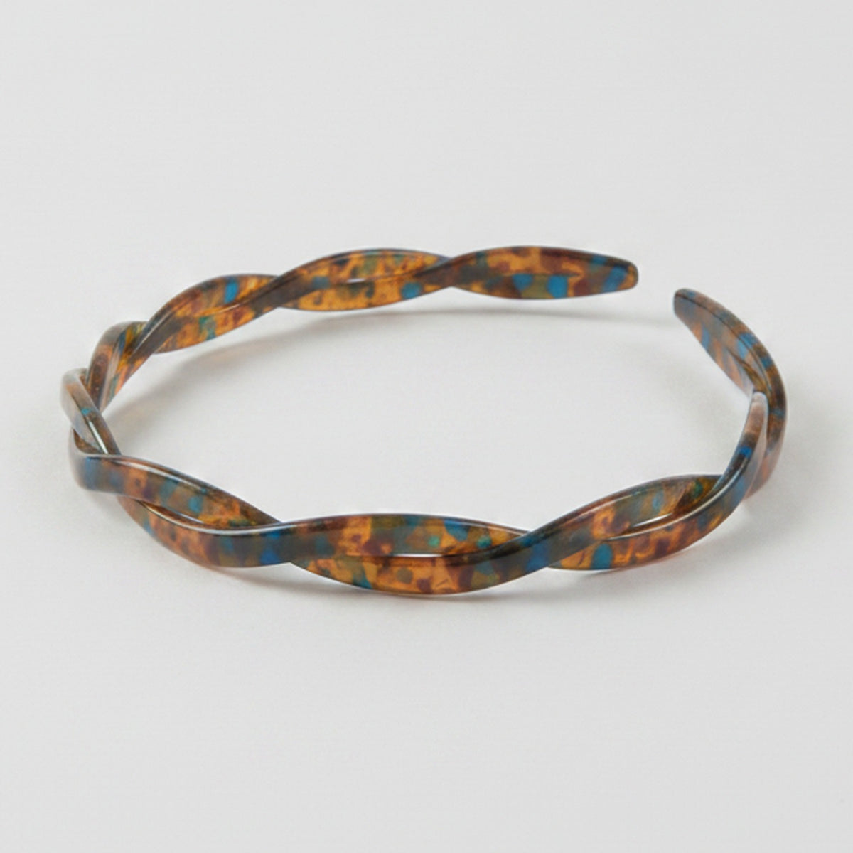 Tortoiseshell Twisted Hair Headband With Accents - Blue – hair accessories (view 1)